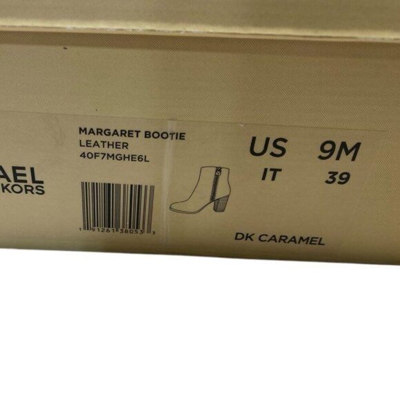 Michael Kors Margaret Leather Ankle Booties Dark Caramel 9 - Picture 11 of 12